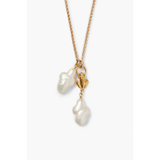 Chan Luu Eve Cross Necklace White Pearl