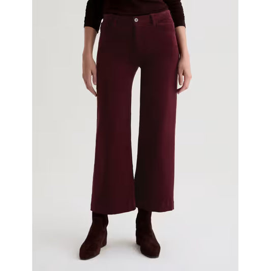 AG Jeans Saige Wide Leg Corduroy Crop in Winery