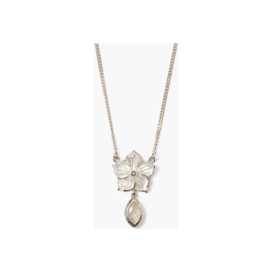 Chan Luu Plumeria Drop Necklace Moonstone Mix