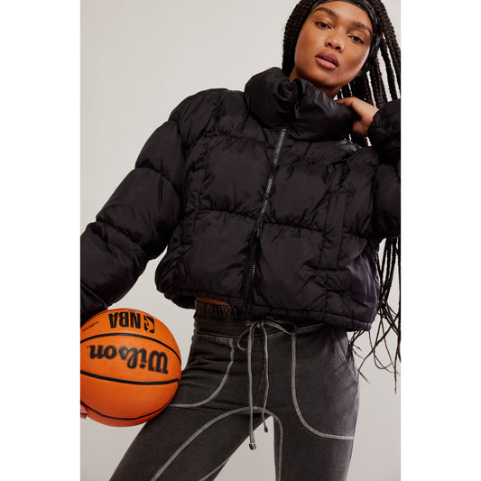 Free People In A Bubble Puffer Jacket in Black