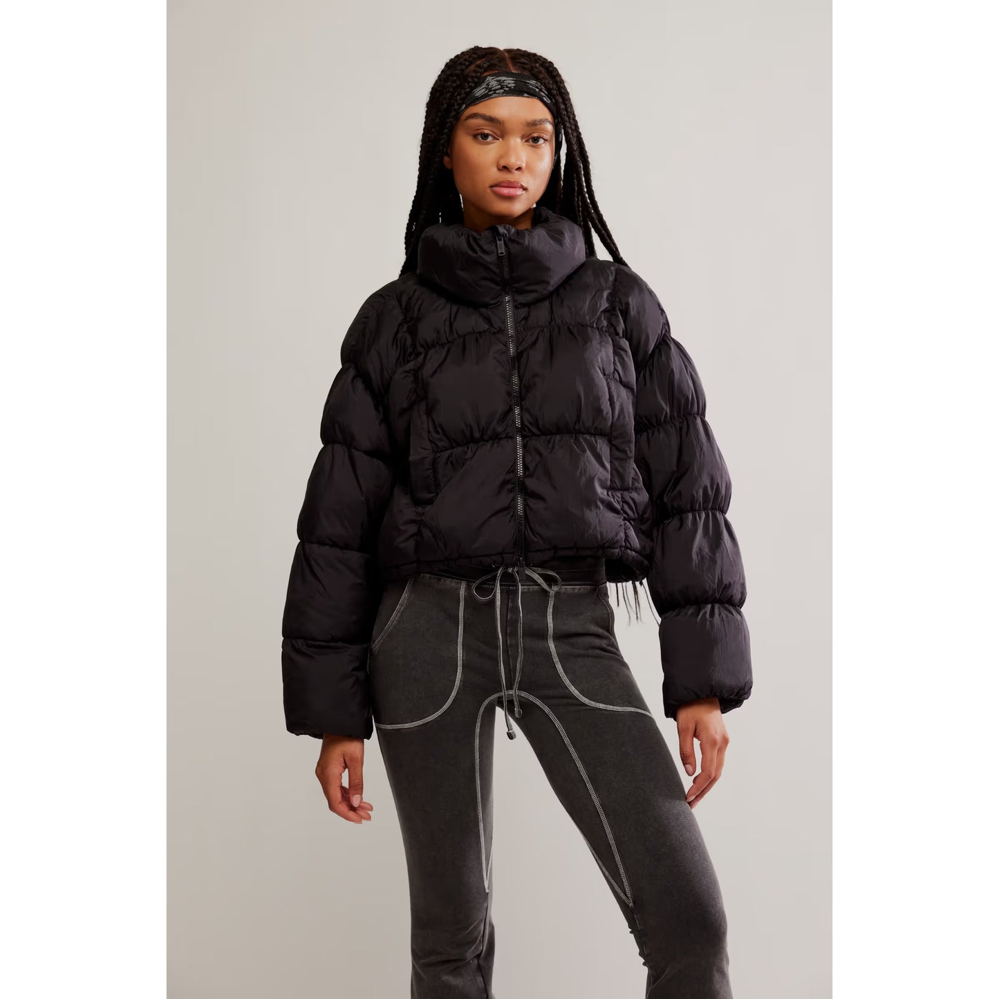 Free People In A Bubble Puffer Jacket in Black