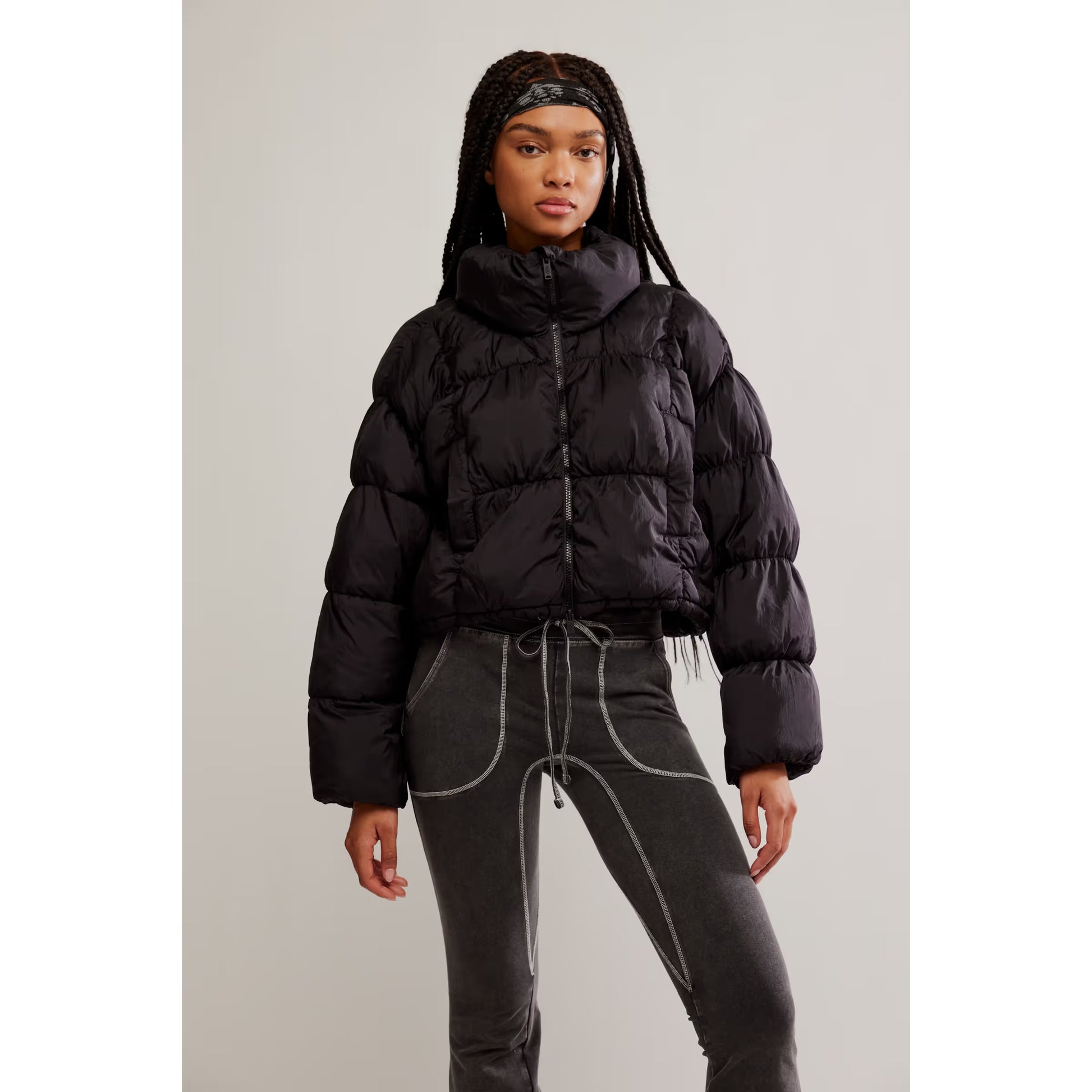 Free People In A Bubble Puffer Jacket in Black