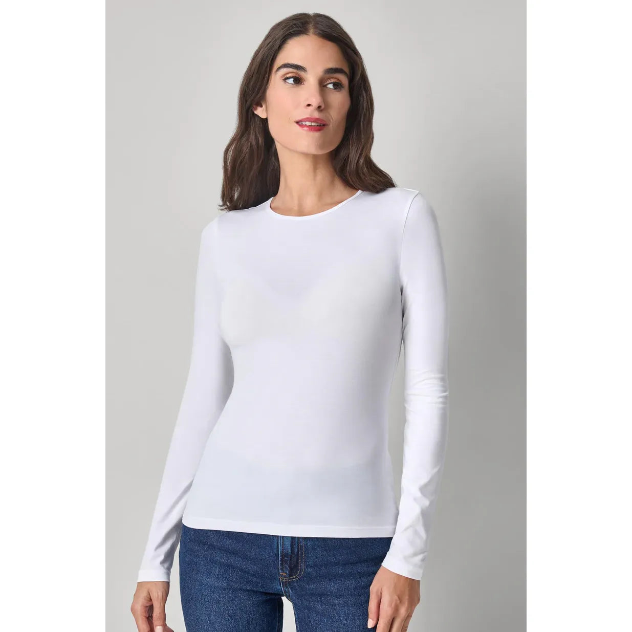 Lilla P Long Sleeve Crew Tee in White