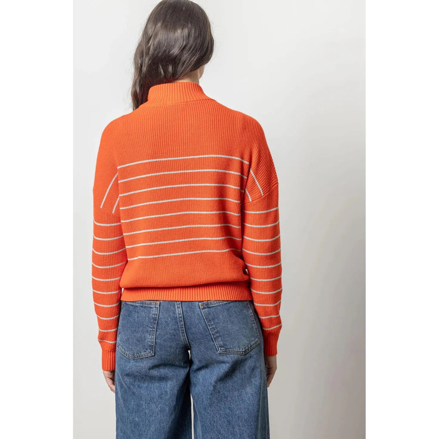 Lilla P Striped Zip Front Sweater in Permission Stripe