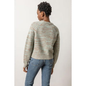 Lilla P Ribbed Neck Raglan Sweater in Frost Space Dye