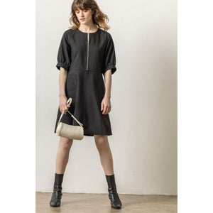 Lilla P Zip Front Flared Dress in Black