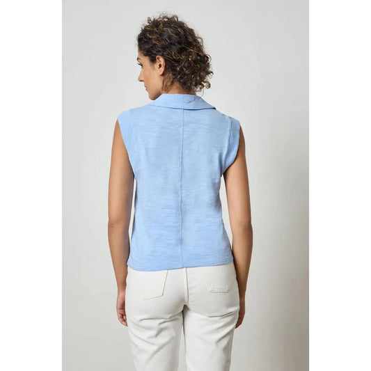 Lilla P Cap Sleeve Polo in Cornflower