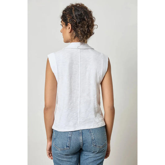 Lilla P Cap Sleeve Polo in White