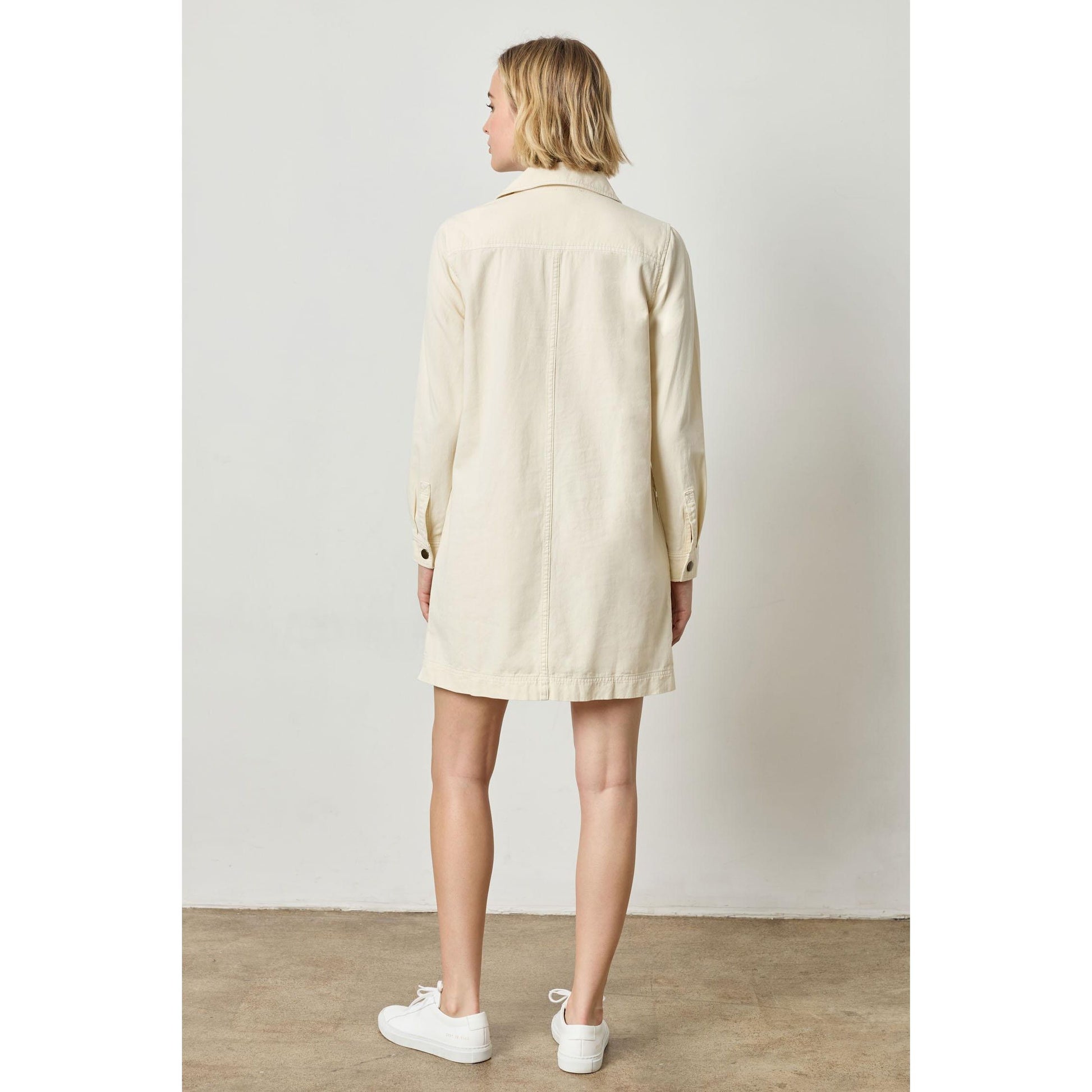 Lilla P Split Neck Collared Dress in Oyster