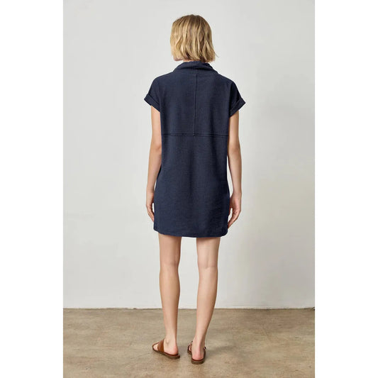 Lilla P Roll Sleeve Seamed Dress in Navy
