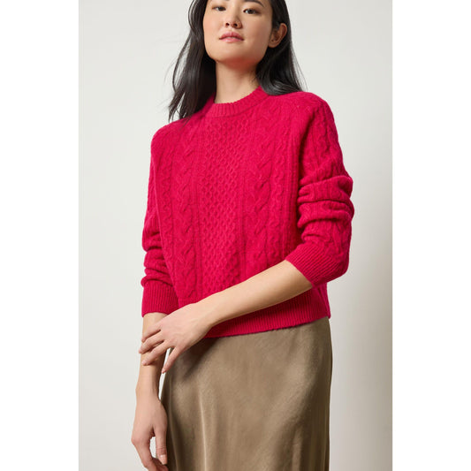 Lilla P Mixed Stitch Pullover in Fuschia