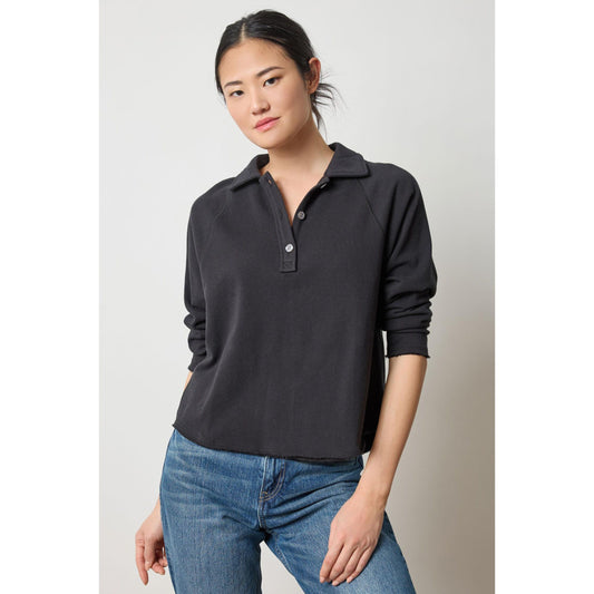 Lilla P Shirttail Polo in Black
