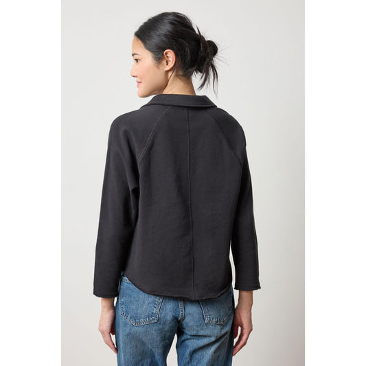 Lilla P Shirttail Polo in Black