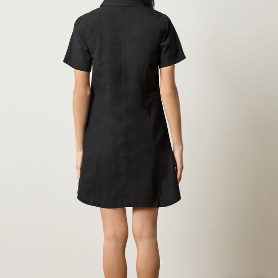 Lilla P Twill Paneled Shirt Dress in Black