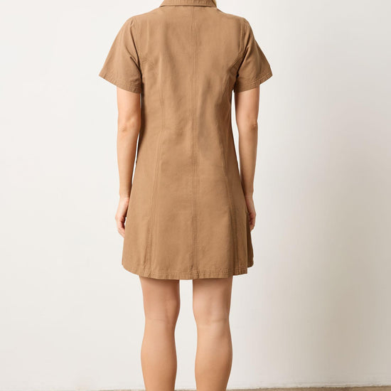 Lilla P Twill Paneled Shirt Dress in Pecan