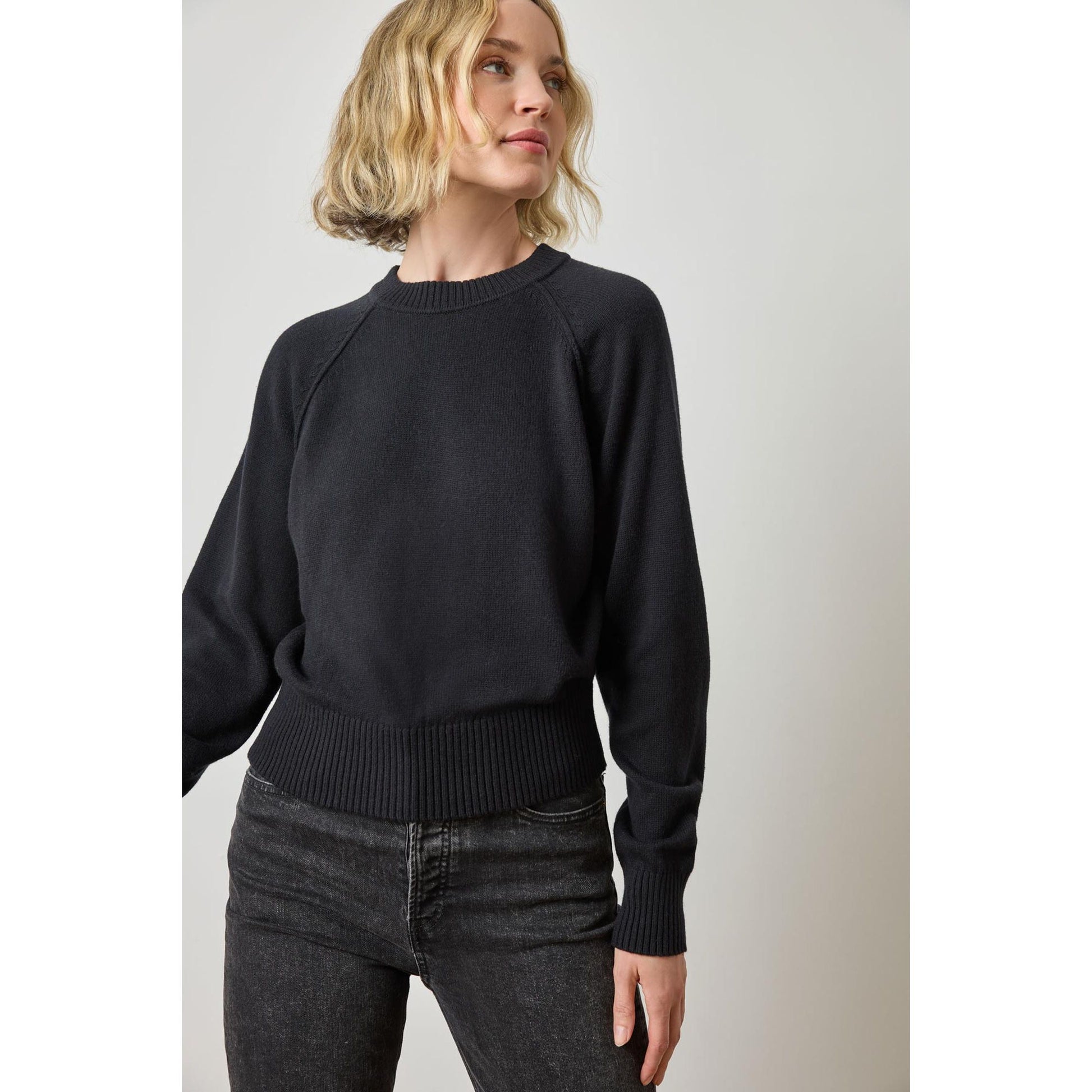 Lilla P Raglan Sleeve Pullover in Black