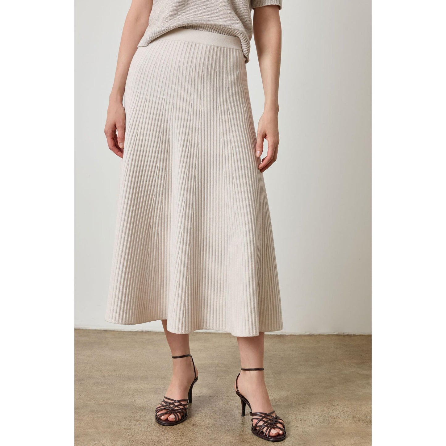 Lilla P Flared Knit Skirt in Mist