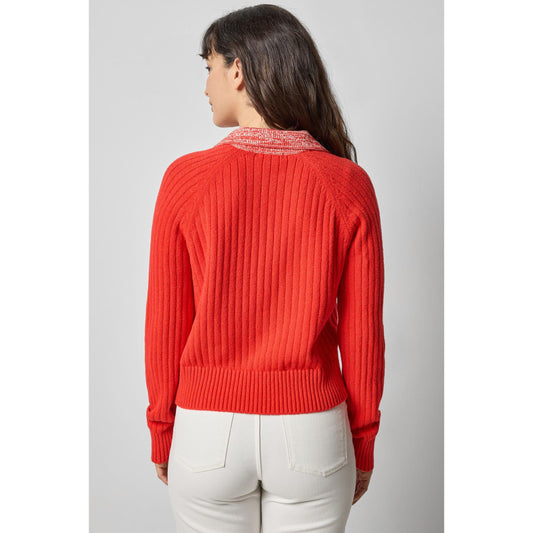 Lilla P Marled Henley Sweater in Fiesta