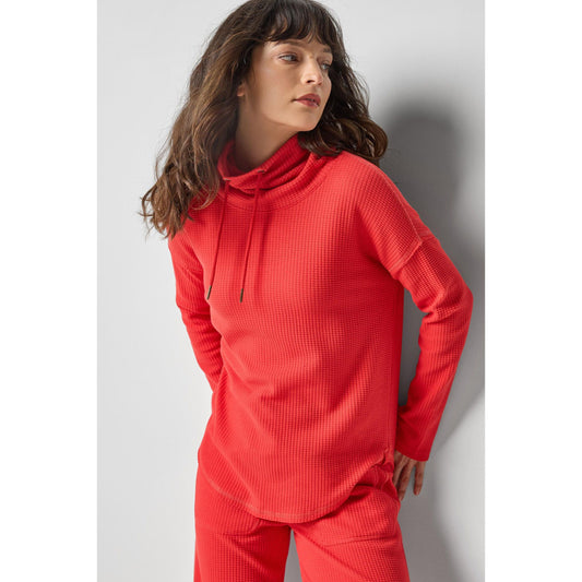 Lilla P Rounded Hem Mock Neck in Fiesta