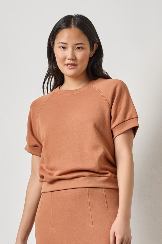 Lilla P short Sleeve Terry Sweatshirt in Carob