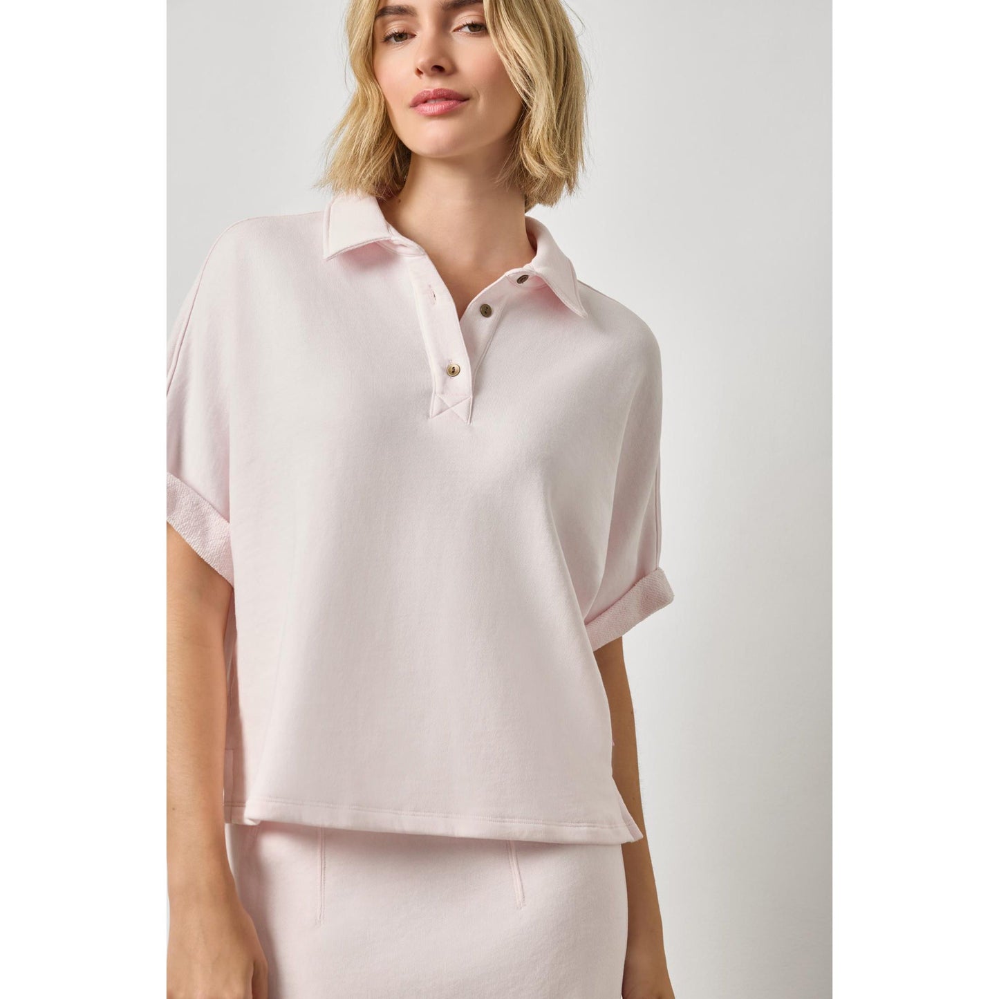 Lilla P Oversized Terry Polo in Rosewater