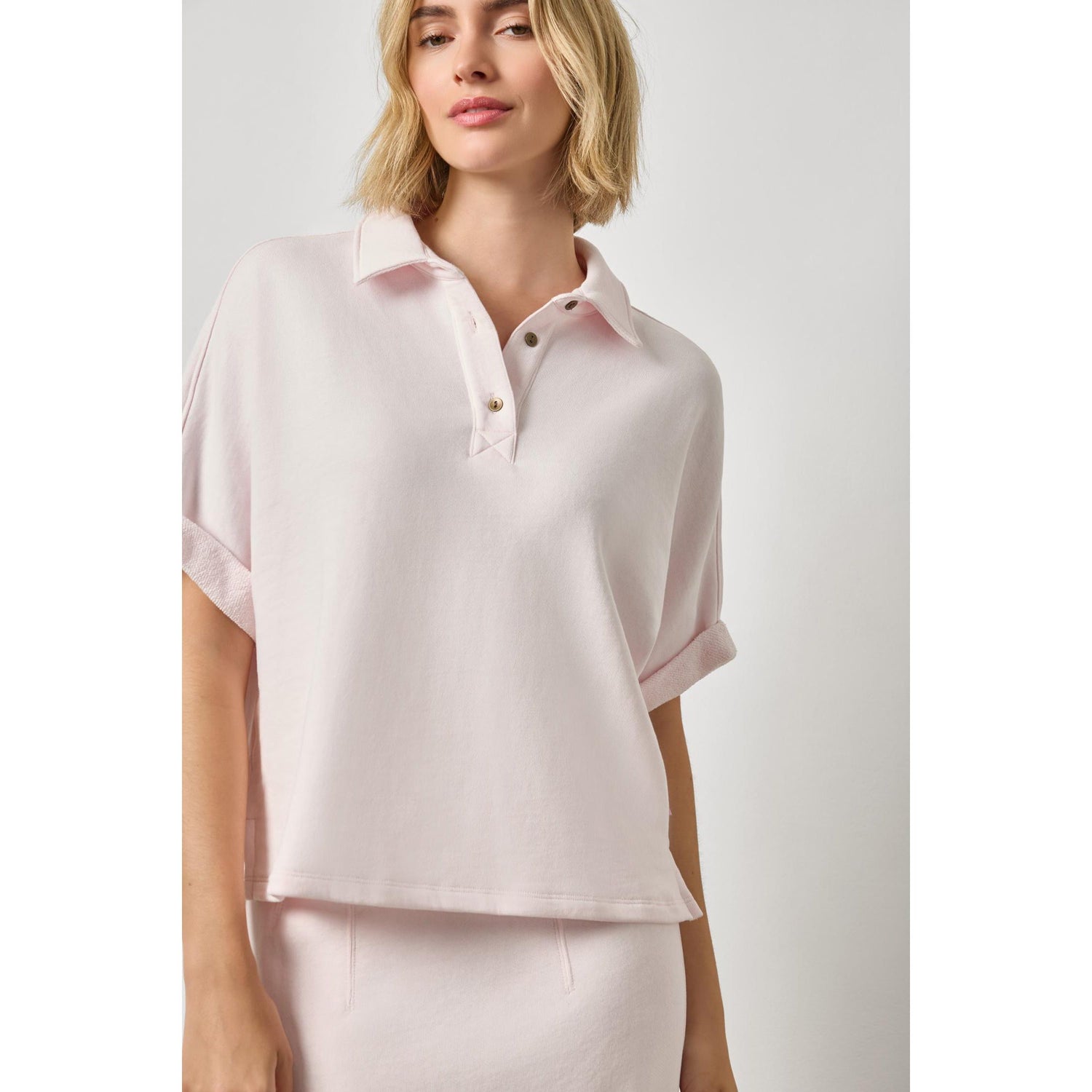 Lilla P Oversized Terry Polo in Rosewater