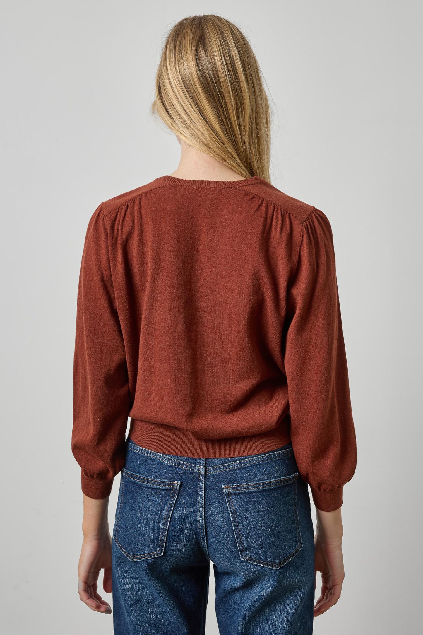 Lilla P V Neck Blouson Sweater in Maplewood PA3490
