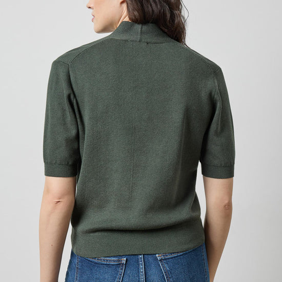 Lilla P V Neck Elbow Sleeve Sweater in Balsam PA3496