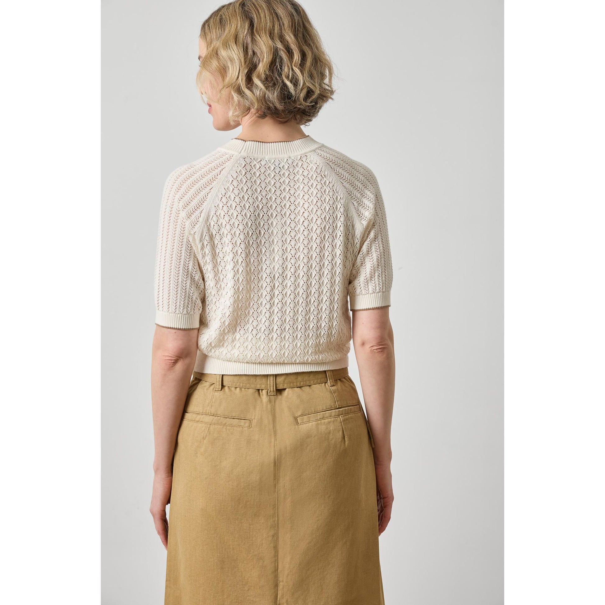 Lilla P Mixed Stitch Crewneck Sweater in Ivory PA3497