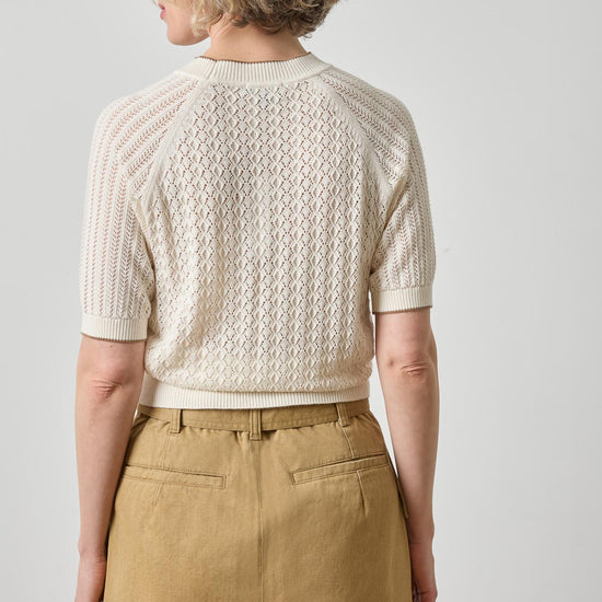 Lilla P Mixed Stitch Crewneck Sweater in Ivory PA3497
