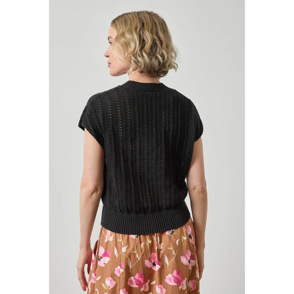 Lilla P Novelty Stitch Wedge Sweater in Black PA3500