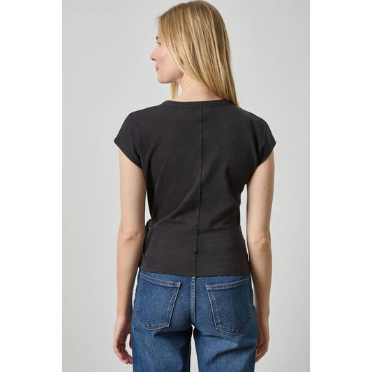 Lilla P Tie Front Tee in Black PA3516