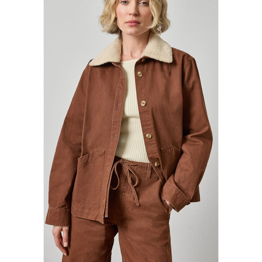Lilla P Washed Twill Pleat Back Jacket in Chestnut PA3546