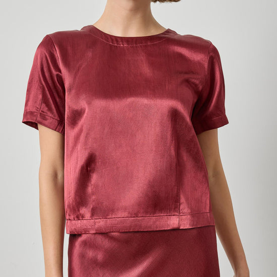 Lilla P Slub Woven Darted Top in Cabernet PA3573