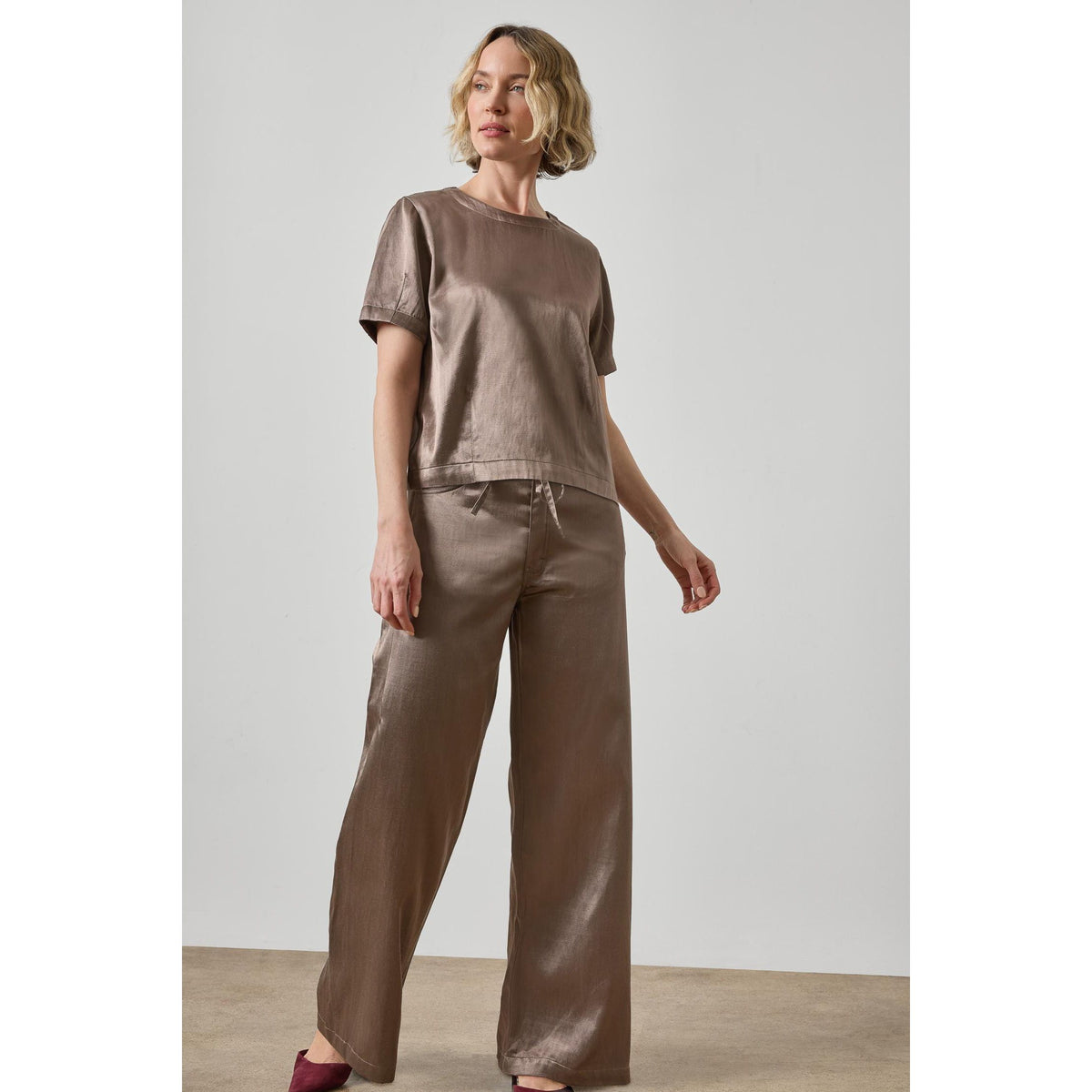 Lilla P Slub Woven Pant in Shitake PA3574