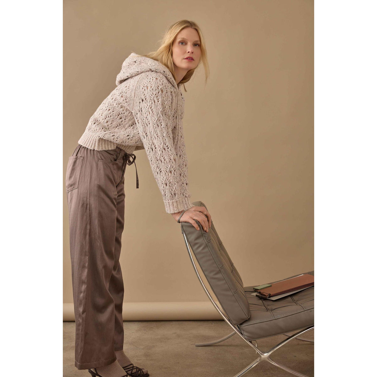 Lilla P Slub Woven Pant in Shitake PA3574