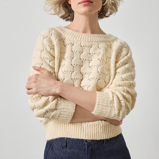 Lilla P Long Sleeve Ballet Neck Sweater in Winter White PA3591