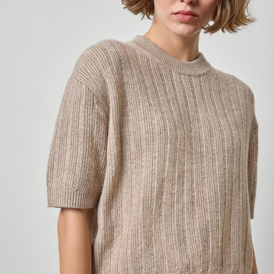 Lilla P Textured Easy Crewneck Sweater in Birch PA3592