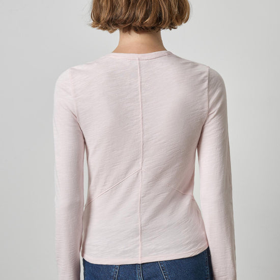 Lilla P Vintage Long Sleeve Tee V Neck in Roseblush