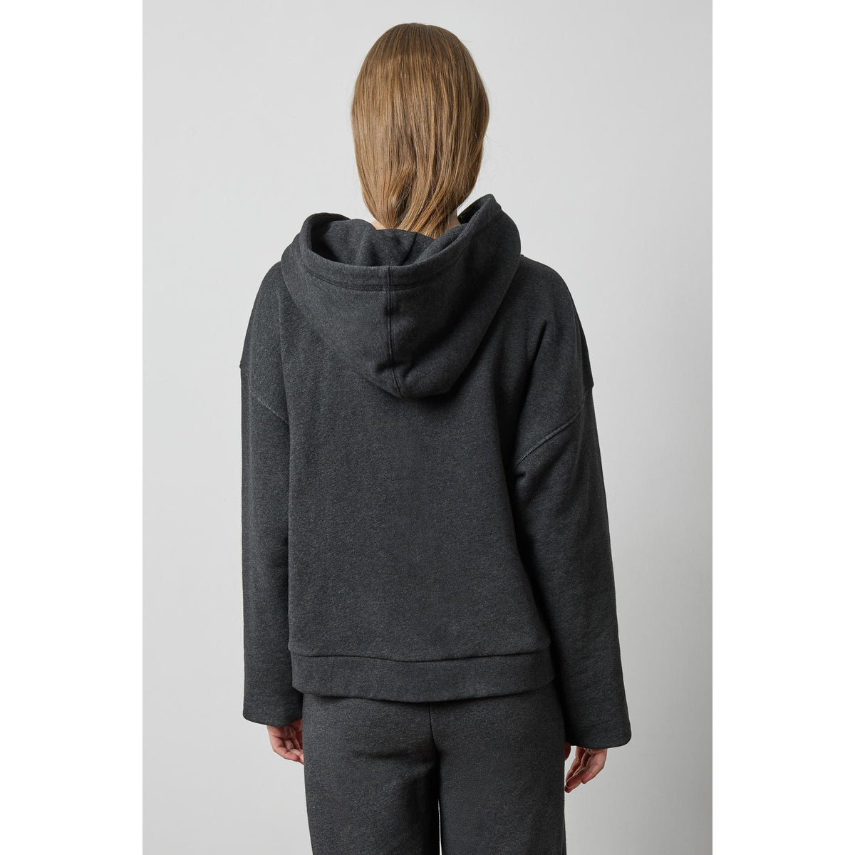 Lilla P Drop Shoulder Hoodie Sweatshirt in Graphite Heather PA3621
