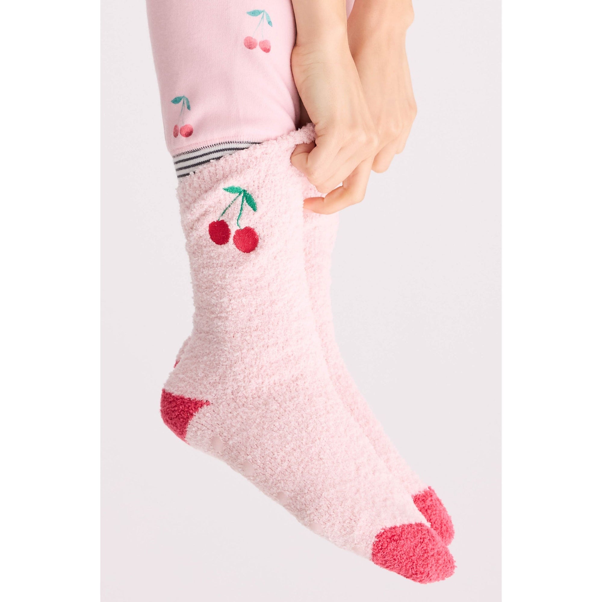 PJ Salvage Life is Sweet Cherry Fun Socks in Ballet Pink