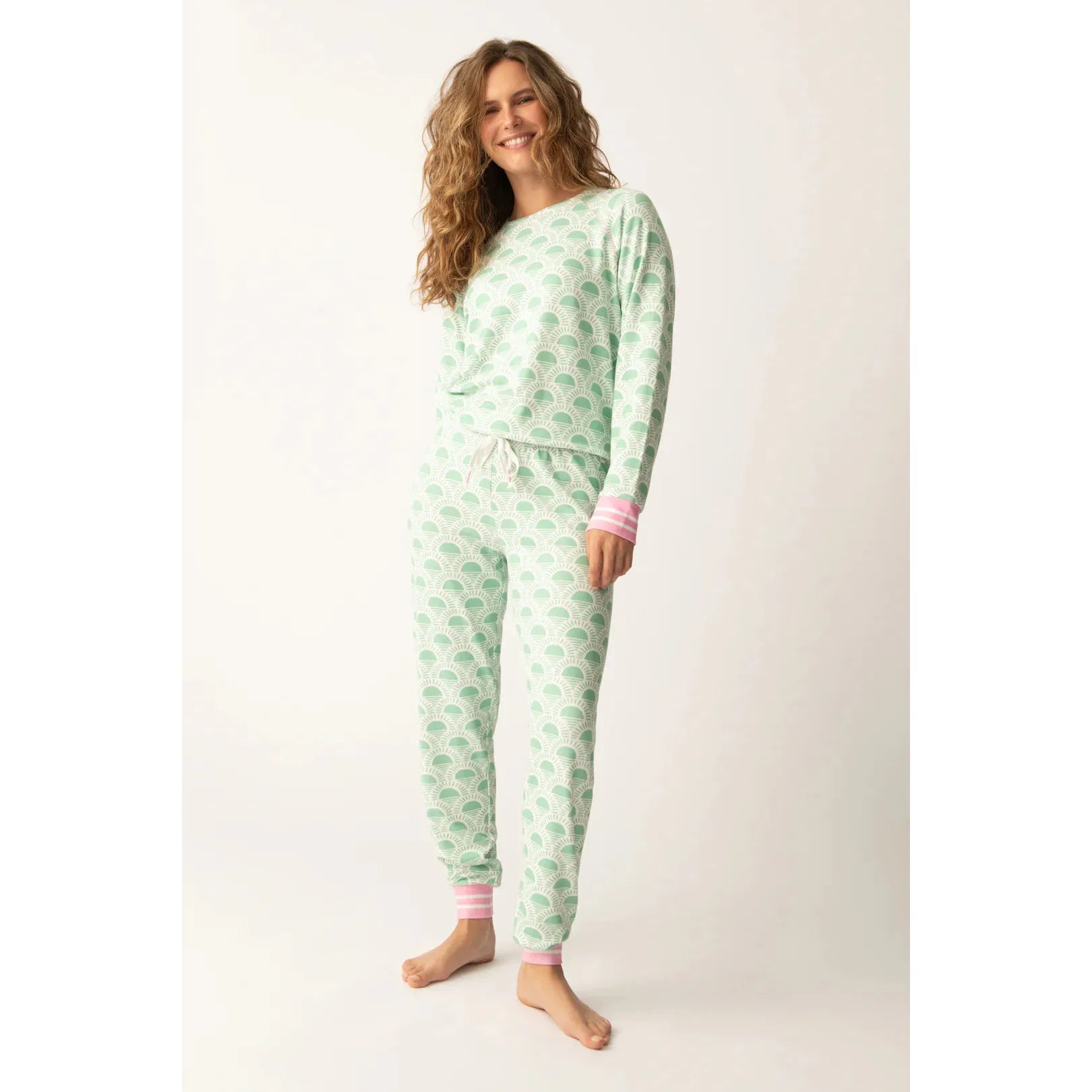 PJ Salvage Peachy Party Courtside Pink-Green Lounge Set