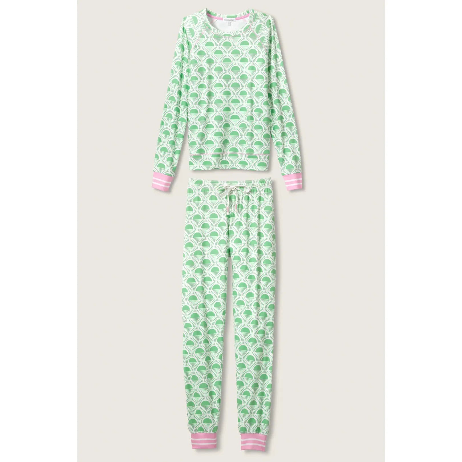 PJ Salvage Peachy Party Courtside Pink-Green Lounge Set