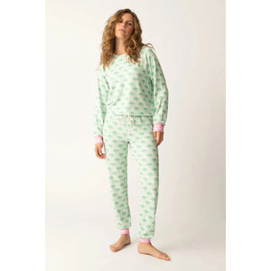 PJ Salvage Peachy Party Courtside Pink-Green Lounge Set