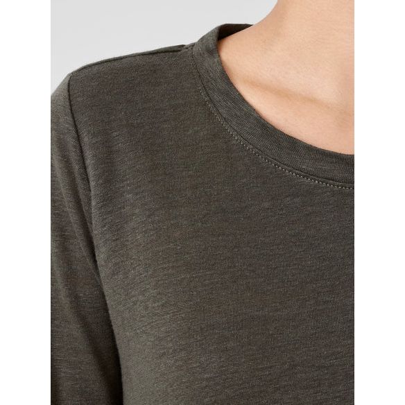 Eileen Fisher Organic Linen Jersey Crew Neck Top in Grove