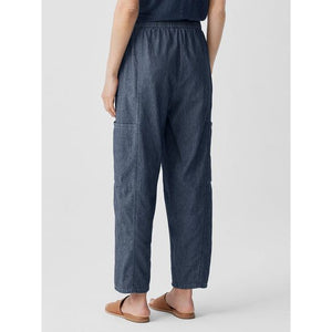 Eileen Fisher Airy Organic Cotton Twill Cargo Pant in Denim