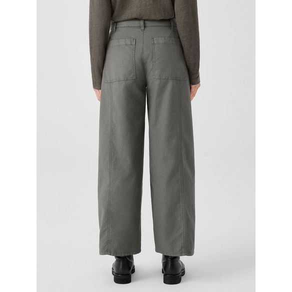 Eileen Fisher Cotton Hemp Stretch Wide-Leg Pant in Grove