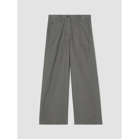 Eileen Fisher Cotton Hemp Stretch Wide-Leg Pant in Grove