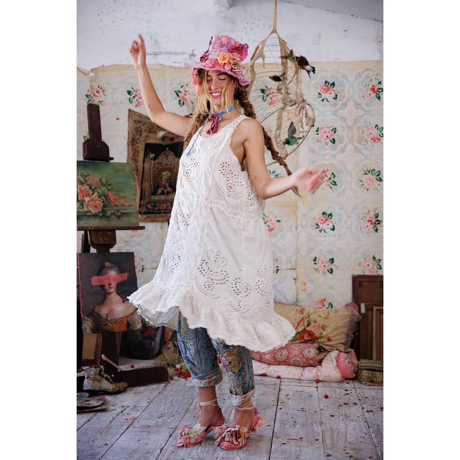 Magnolia Pearl Royalty Eyelet Layla Slip in Moonlight