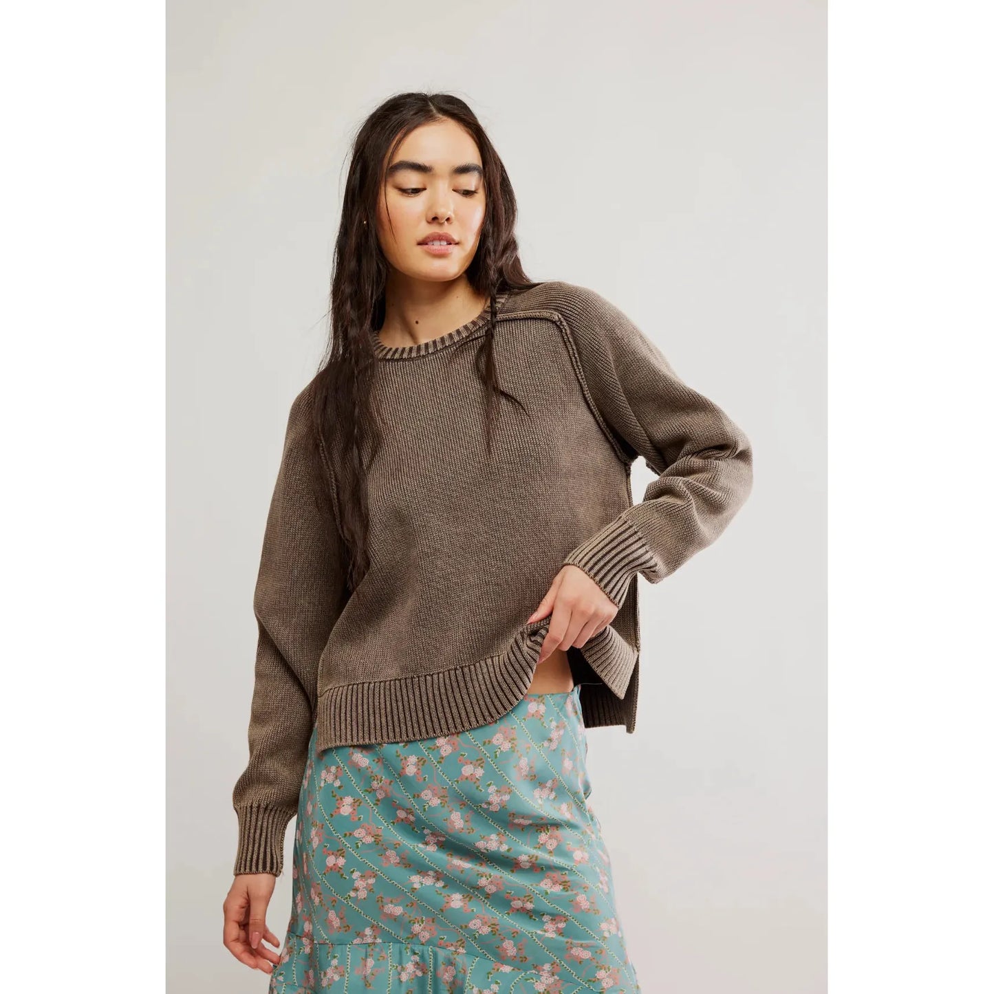 Free People Spring Street Pullover in French Chocolate